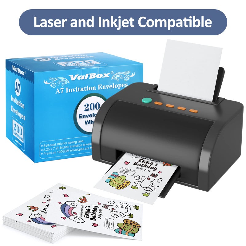 ValBox ظروف دعوة ValBox 200 قطعة A7 5 x 7، ورق كرافت أبيض 120 جرام، ظروف لـ 5x7 بطاقات، ذاتية الإغلاق، حفلات الزفاف، الدعوات، حفلات استقبال المواليد، القرطاسية، المكتب، 5.25 x 7.25 بوصة - Image 3